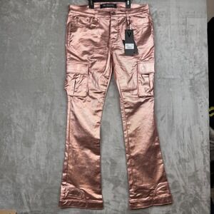 Valabasas Van Gogh Rose Gold Metallic Cargo Pants VLBS2236 Mens Size 36 NWT